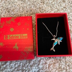 Whale Pendant Necklace - Silver and Blue